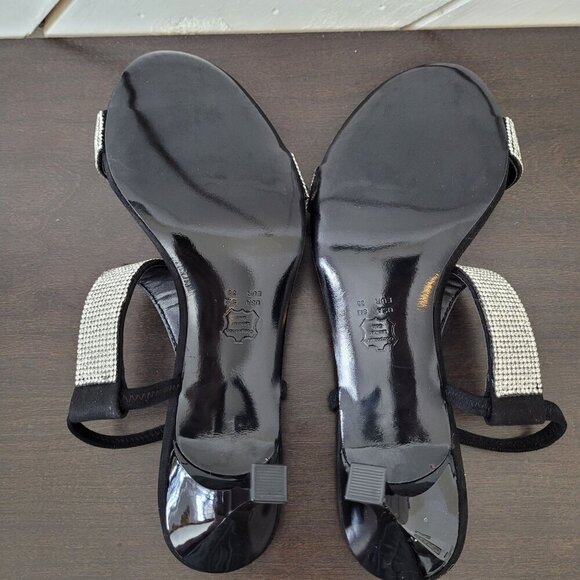 NEW Nina Luz-Fy Womens 8M Black Glam Suede Sandals Composition Leather Sole - Picture 6 of 7